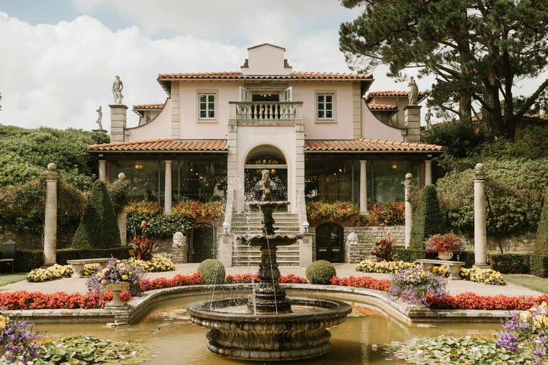 The Villa at Compton Acres exclusive-use wedding venue, Italian-style villa with fountain and gardens, Dorset