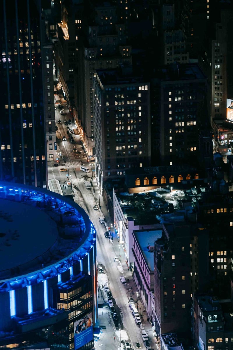 Taylor Swift and Travis Kelce's wedding venue, Madison Square Garden, at night