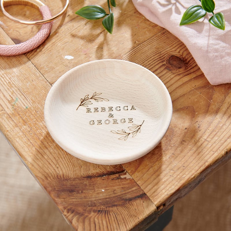 a personalised ceramic trinket dish engraved with name.