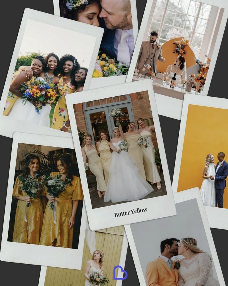 Collage of butter yellow wedding inspiration