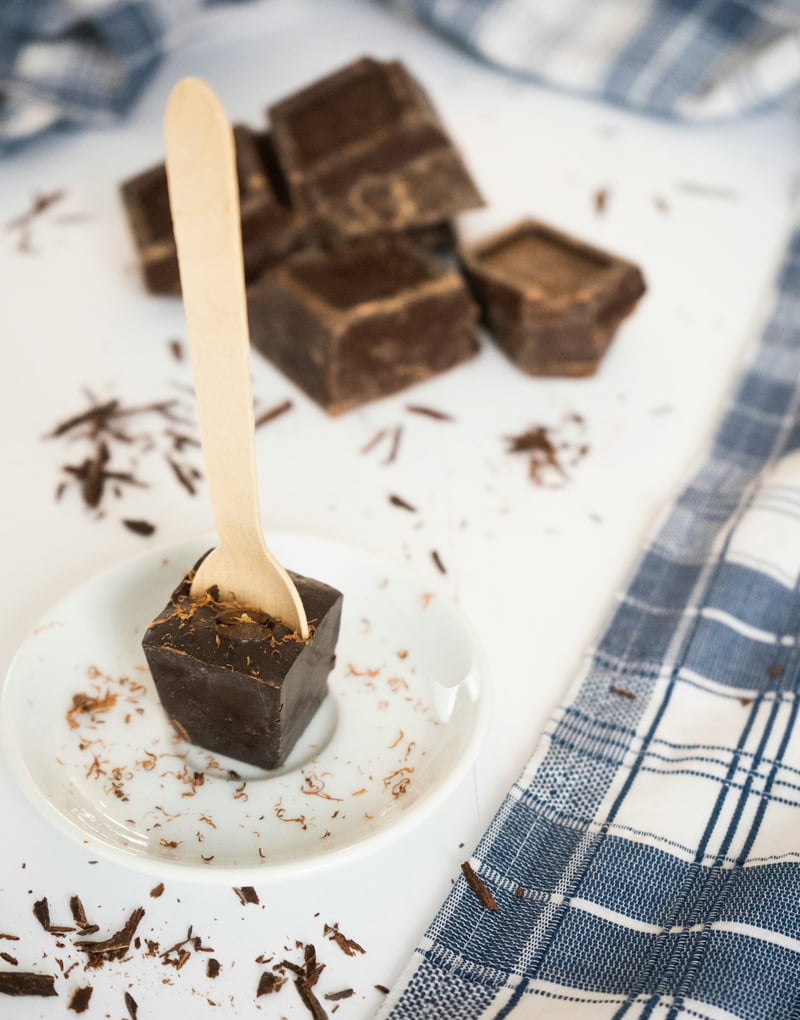 homemade hot chocolate stirrers using wooden spoons.