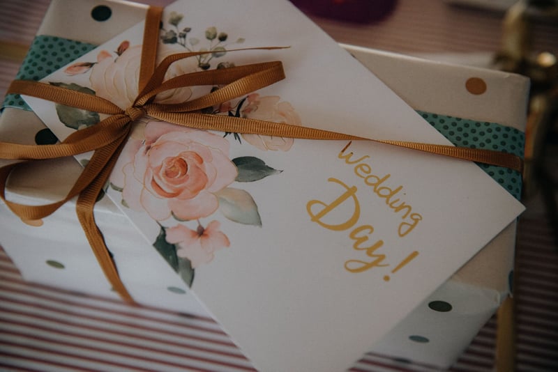 a wedding present and card.