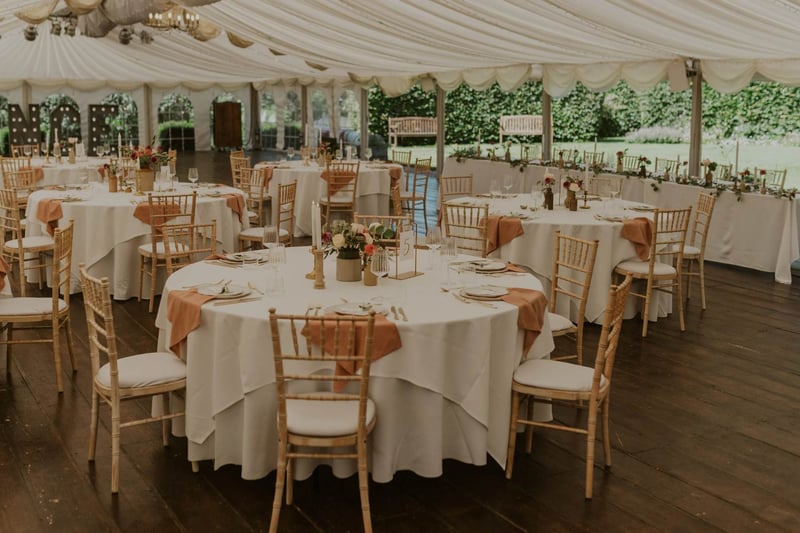 The interior of the wedding marquee at Pippley Walled Garden