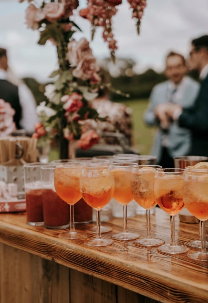 Aperol spritz bar at a wedding