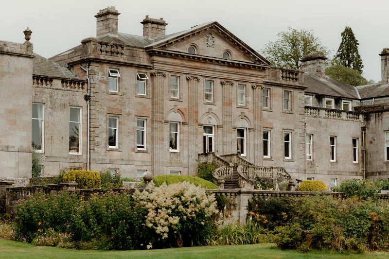 Springkell exclusive-use wedding venue exterior, Palladian mansion in Dumfriesshire, Scotland
