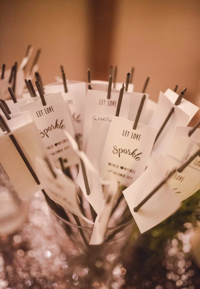 personalised wedding sparklers in a bucket.