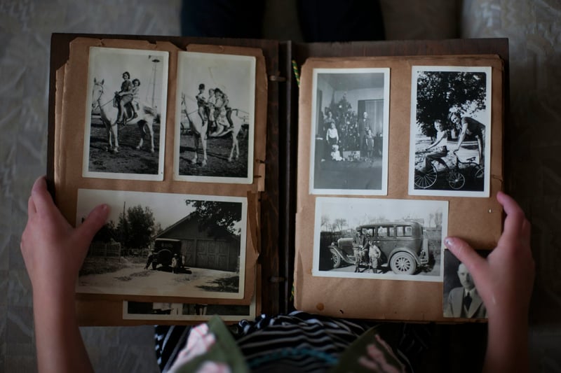 a photo album full of photos of old memories