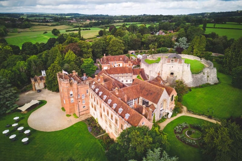 aerial view of wedding venue farnham castle

