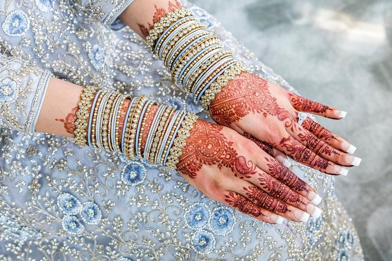 close-up of a Hindu bride's mehndi