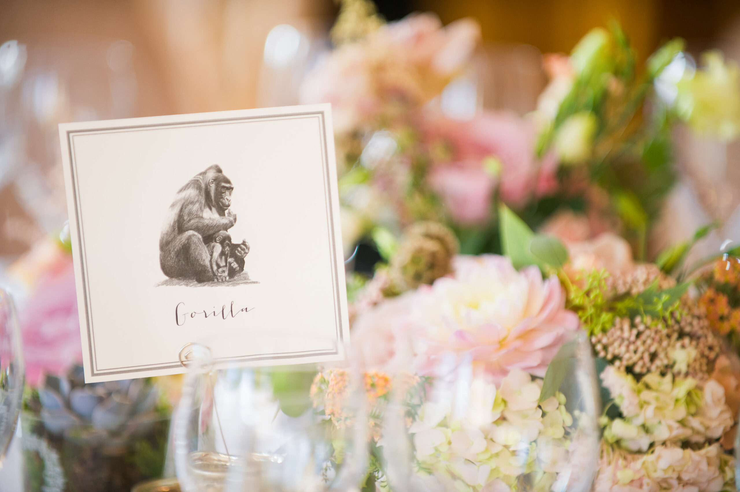 Bridebook.co.uk- gorilla sketch table place card