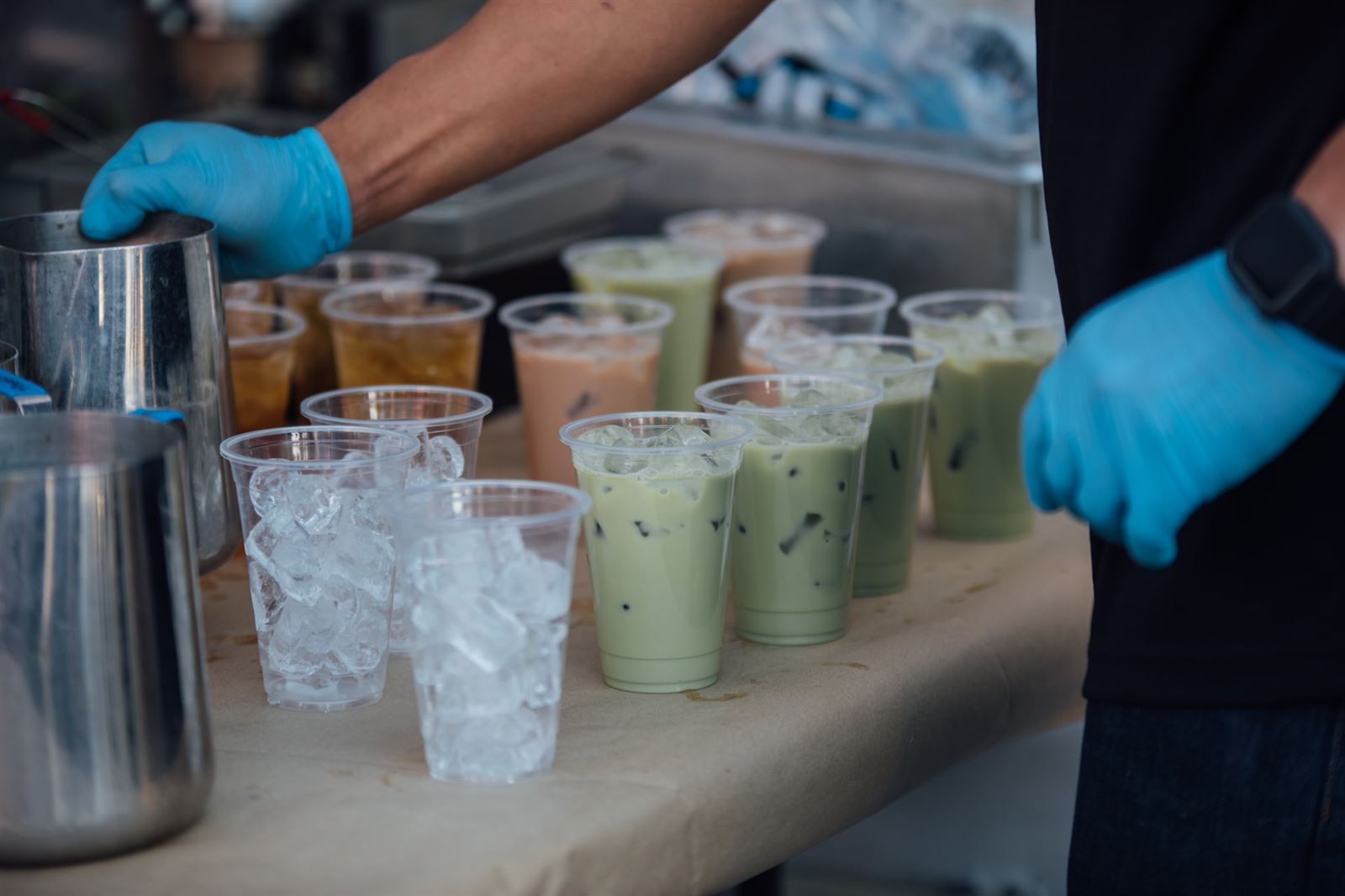 Bubble Tea station at wedding serving many flavoursome bubble teas of different flavours