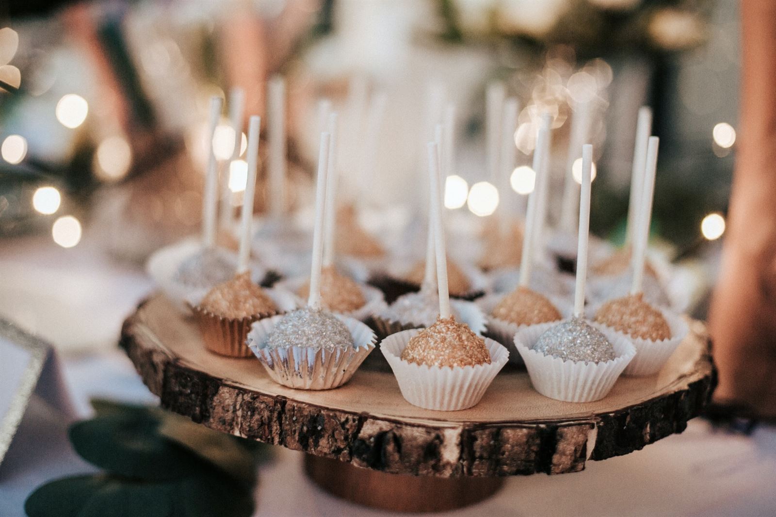 Cake pops being served at wedding
