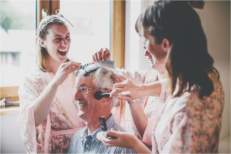Bridebook.co.uk- bridesmaids doing father of the bride hair and make-up