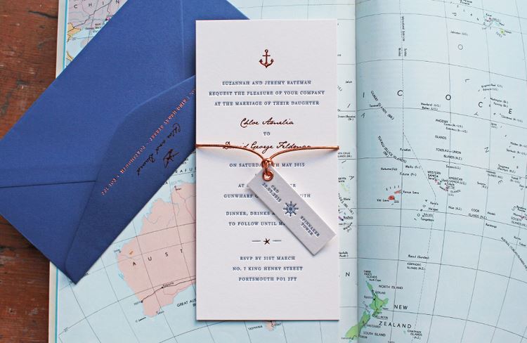 Bridebook.co.uk- letterpress nautical invitation