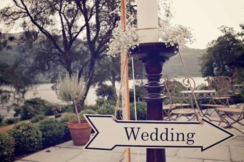 Bridebook.co.uk- sign pointing to wedding reception