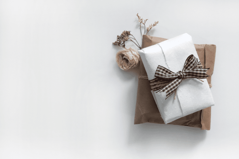 Wedding gift with flowers