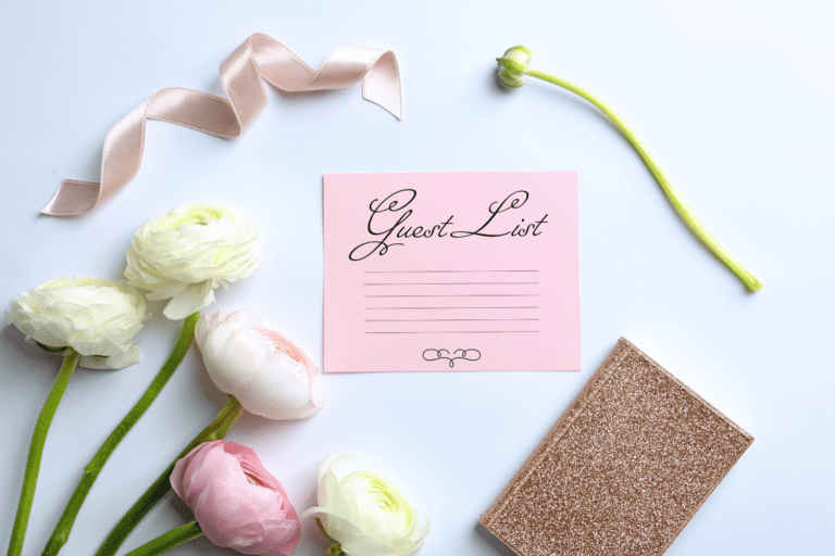 Wedding guestlist with flowers