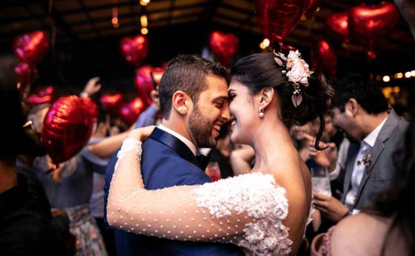 Bride and groom dancing in an intimate wedding