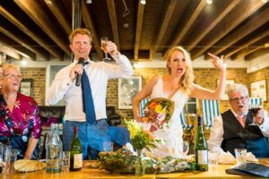 Bride and groom speech at the wedding reception