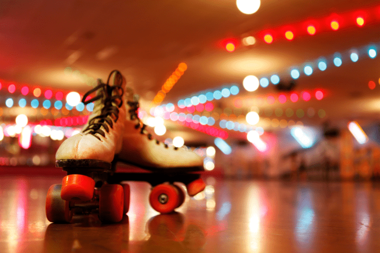 Pair of rollerskates at a disco