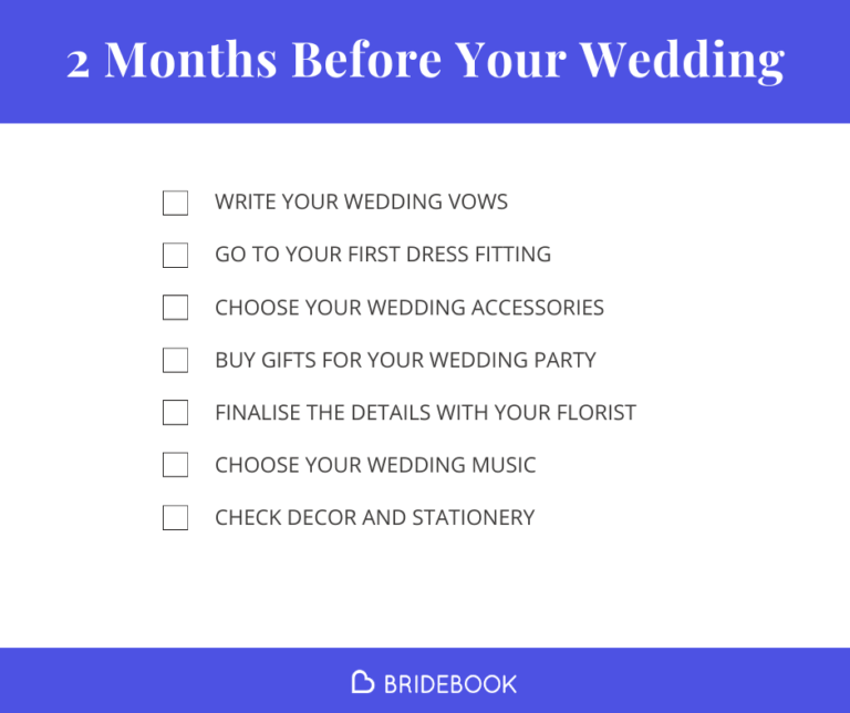 Wedding Planning Checklist : what to do 2 months before