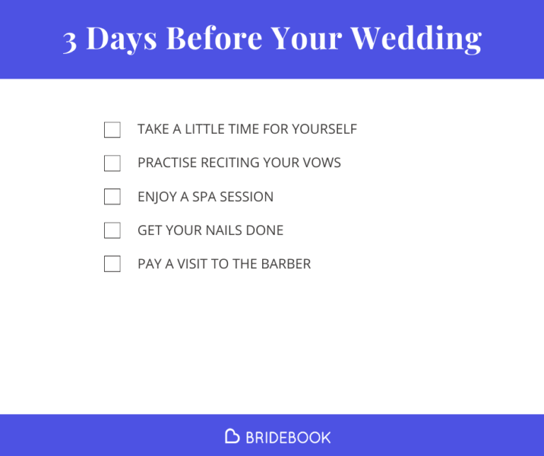 Wedding Planning Checklist : what to do 3 days before