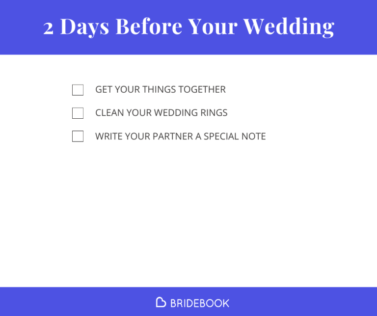 Wedding Planning Checklist : what to do 2 days before