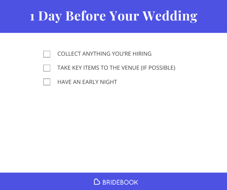 Wedding Planning Checklist : what to do 1 day before