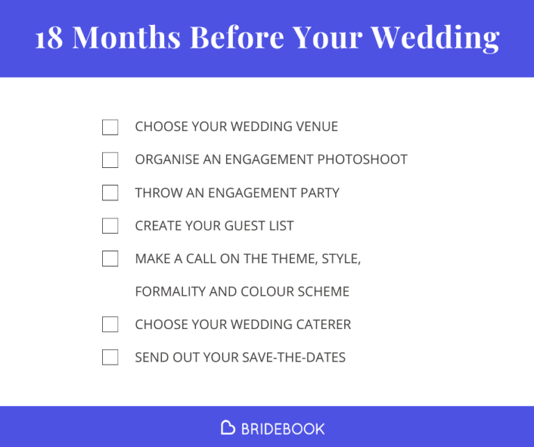 Wedding Planning Checklist : what to do 18 months before
