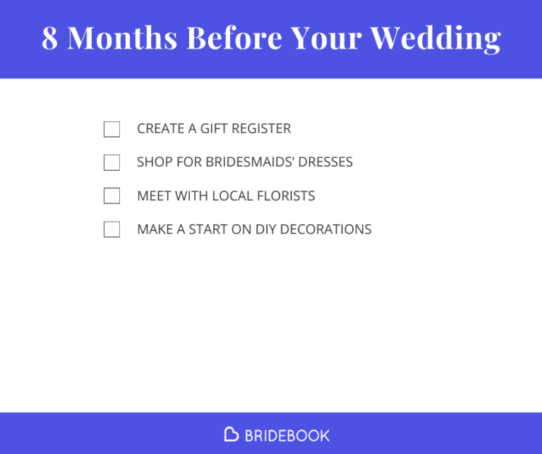 Wedding Planning Checklist : what to do 8 months before