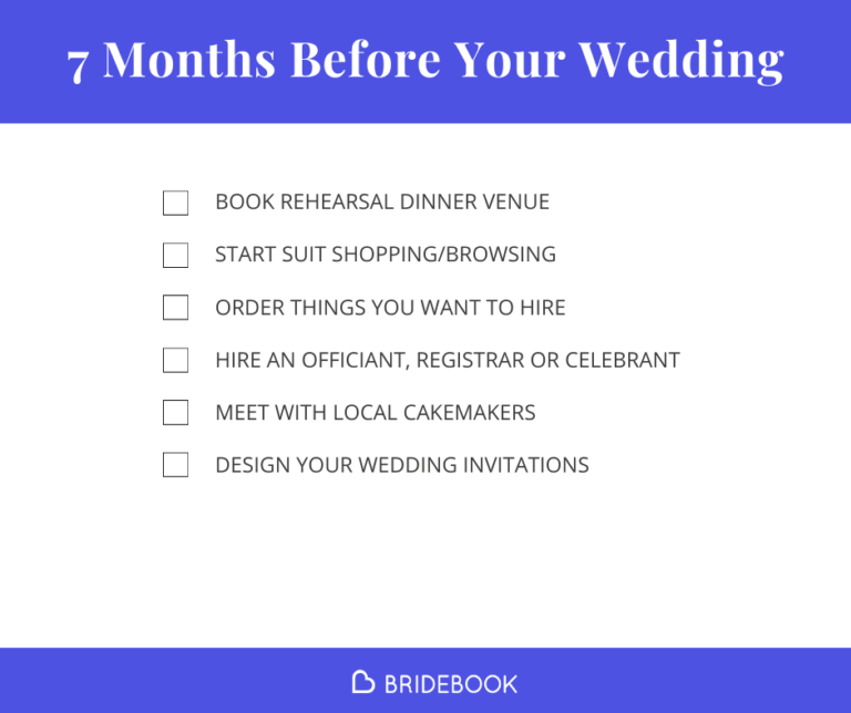 Wedding Planning Checklist : what to do 7 months before