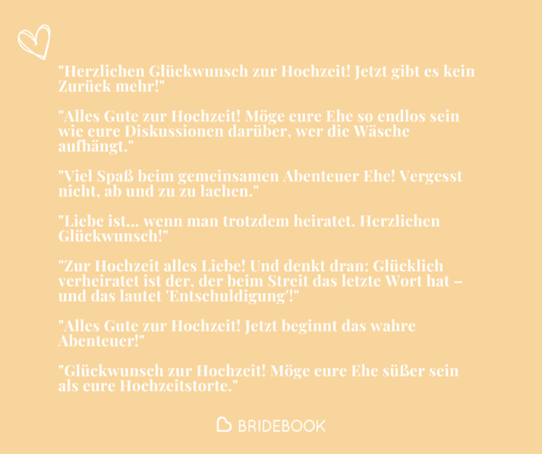 Humorvolle kurze Hochzeitswünsche - Ideen