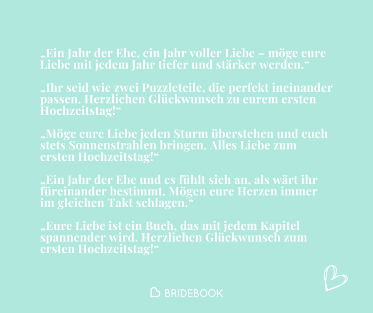 Romantische Sprüche zum 1. Hochzeitstag - Beispiele