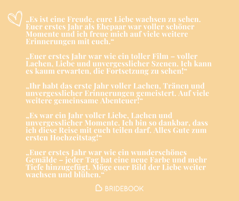 Persönliche Sprüche zum 1. Hochzeitstag - Beispiele