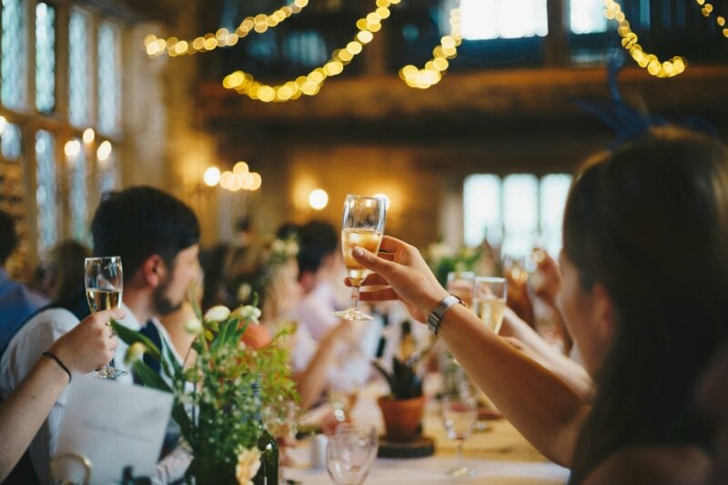 People toasting at an engagement party