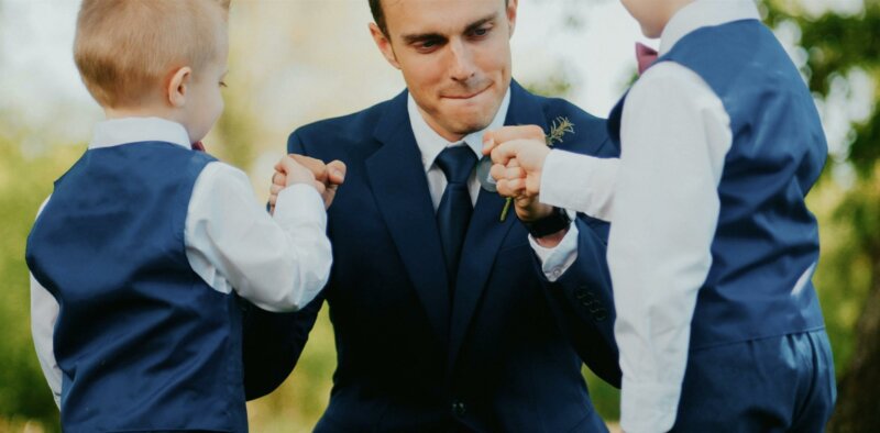 Groom and two page boys