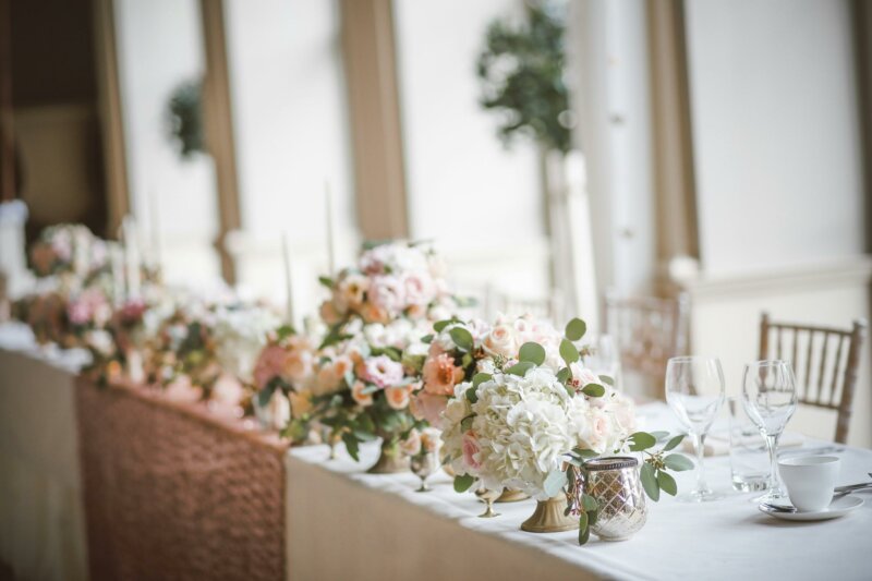 Flowers on a wedding table