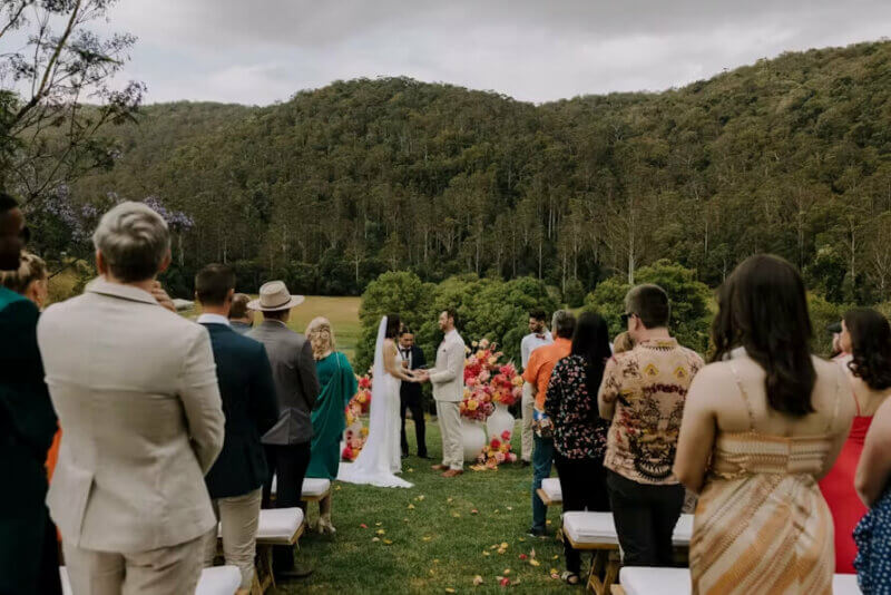 Couple getting married at Bebeah Farm, Australia