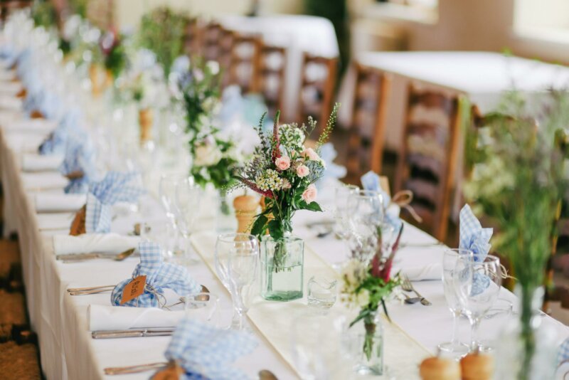 Wedding flowers on a table