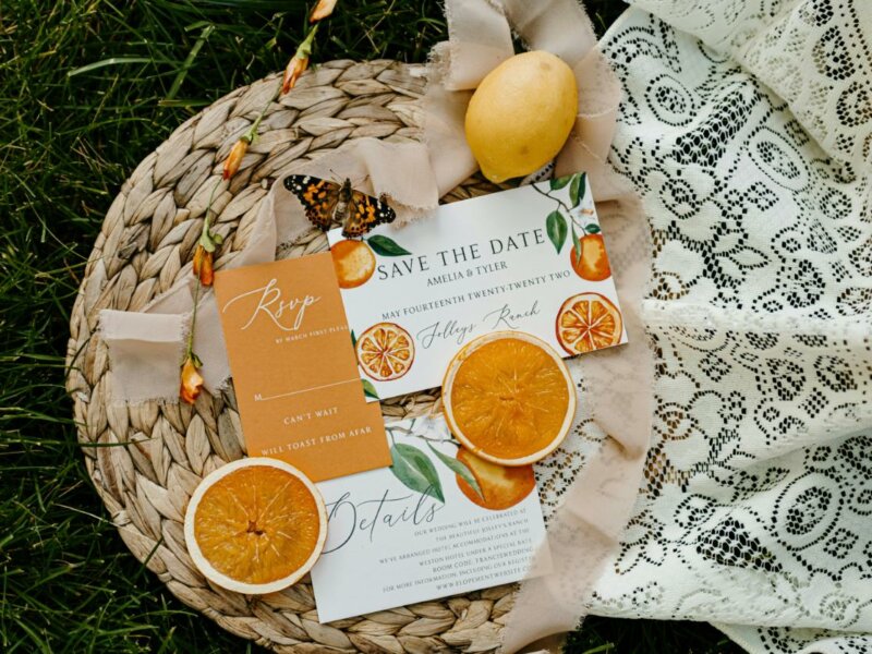 Wedding stationary with a citrus theme