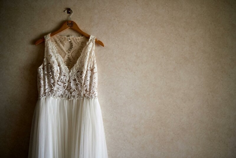 Hanging wedding dress