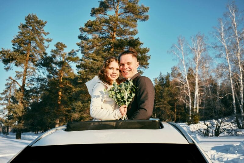 Married couple in a car