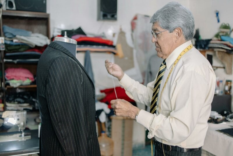 Tailor working on a suit