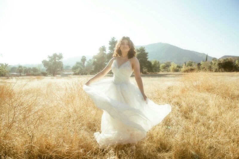 Bride in a field