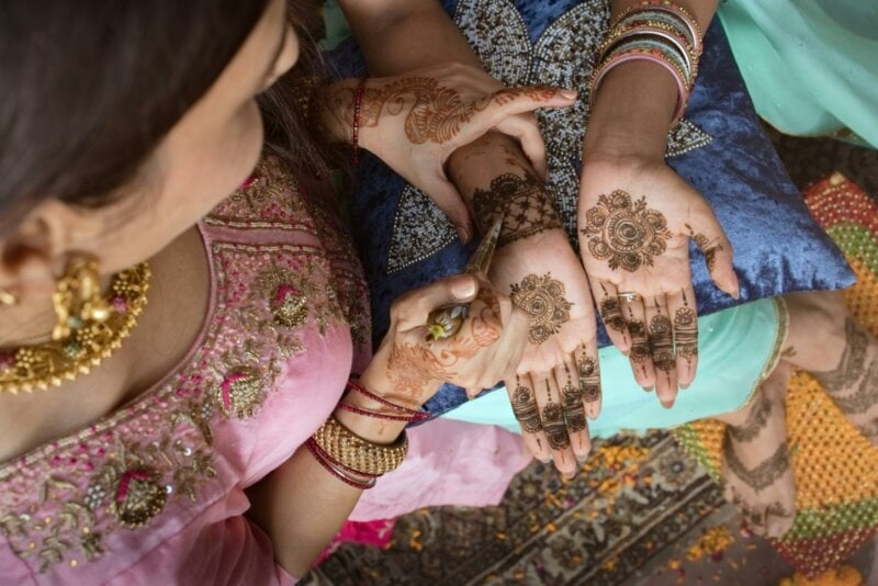 Henna ritual before a Muslim wedding