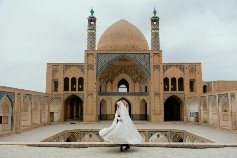 Muslim bride in front of a Mosque