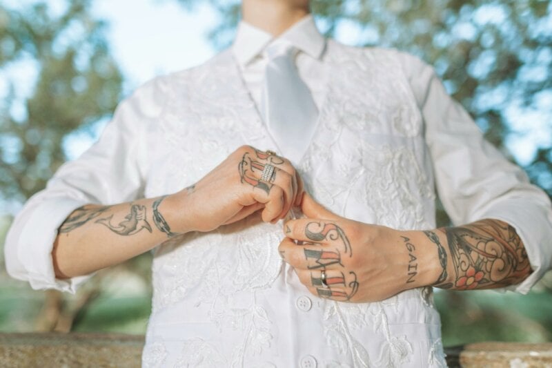 Groom with a white jacket