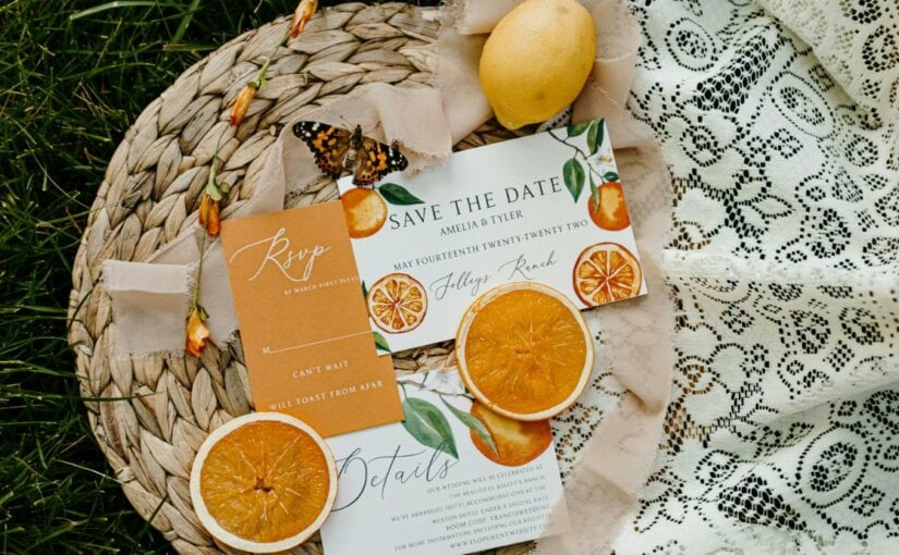 Wedding stationary with a citrus theme