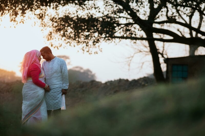 Muslim couple in a field