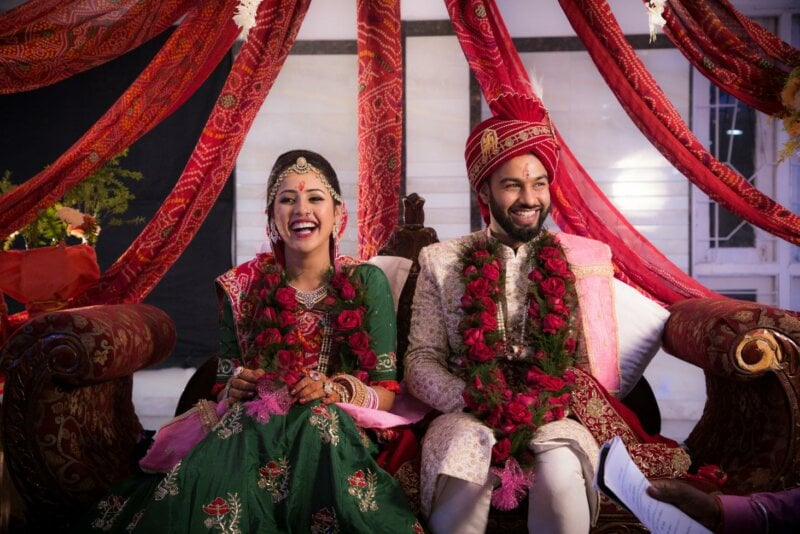 Hindu couple laughing